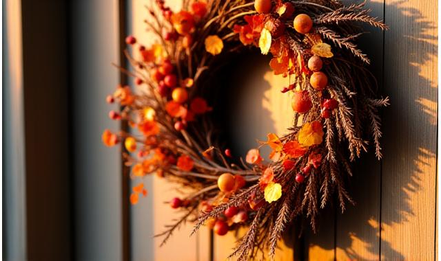 수강생 작품: 가을 소재를 활용한 내추럴 리스