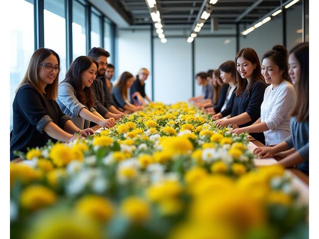 기업 팀빌딩 클래스 - 협력을 통한 대형 플라워 작품