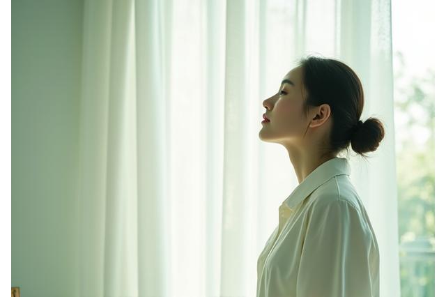 알레르기 방지 마스크를 쓴 사람이 청소하는 모습 또는 알레르기 없는 깨끗한 공기
