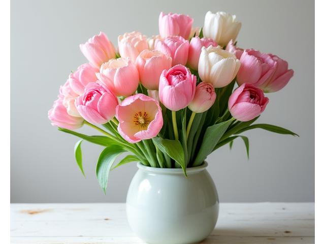 화사한 튤립과 라넌큘러스로 구성된 봄꽃 어레인지먼트