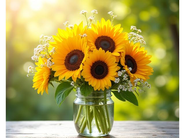 활기찬 해바라기와 어우러진 여름꽃 부케