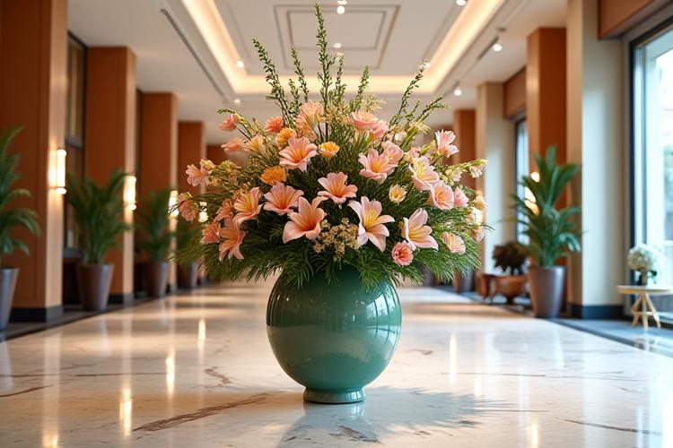 호텔 로비를 장식한 고급스러운 대형 플라워