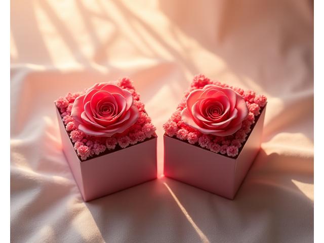 커플을 위한 두 개의 작은 프리저브드 로즈 박스