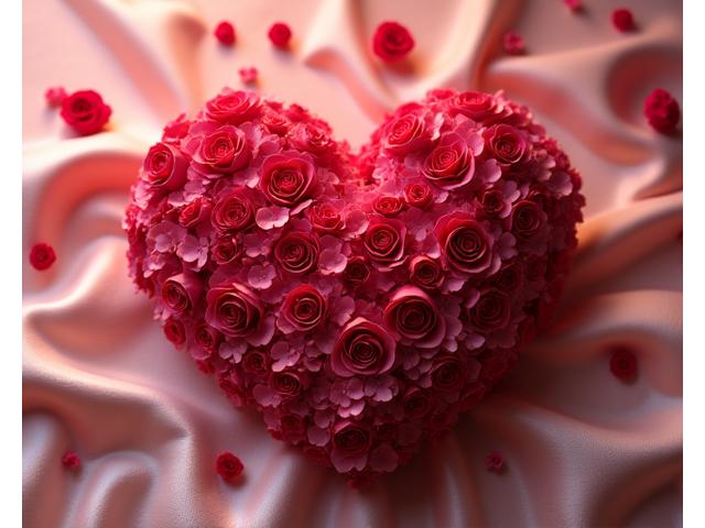 하트 모양으로 배열된 로맨틱한 프리저브드 플라워 어레인지먼트