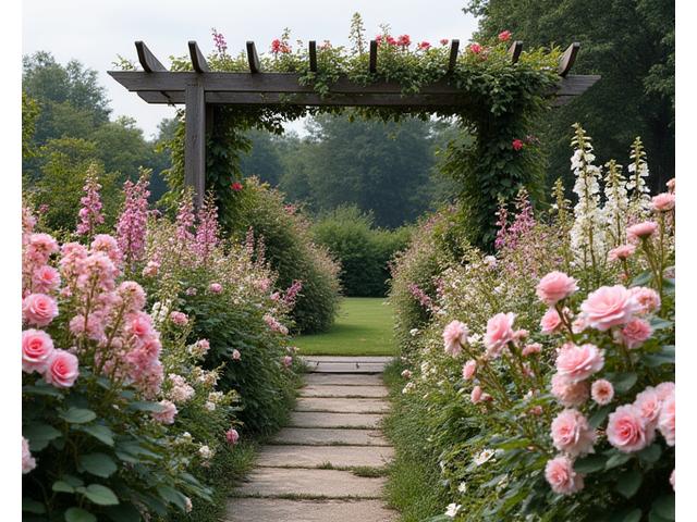 영국식 가든 디자인, 로맨틱한 장미와 퍼걸러