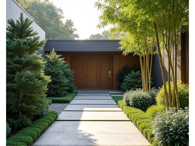 모던 가든 디자인, 기하학적인 선과 현대적인 소재 사용