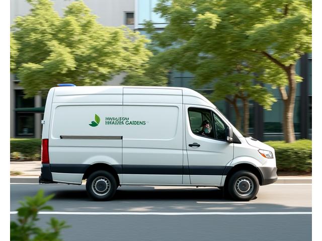 전기 배송 차량이 꽃다발을 싣고 서울 시내를 달리는 모습