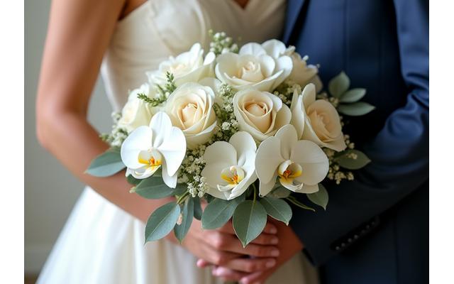 화전 가든스의 맞춤 제작 신부 부케와 신랑 부토니어