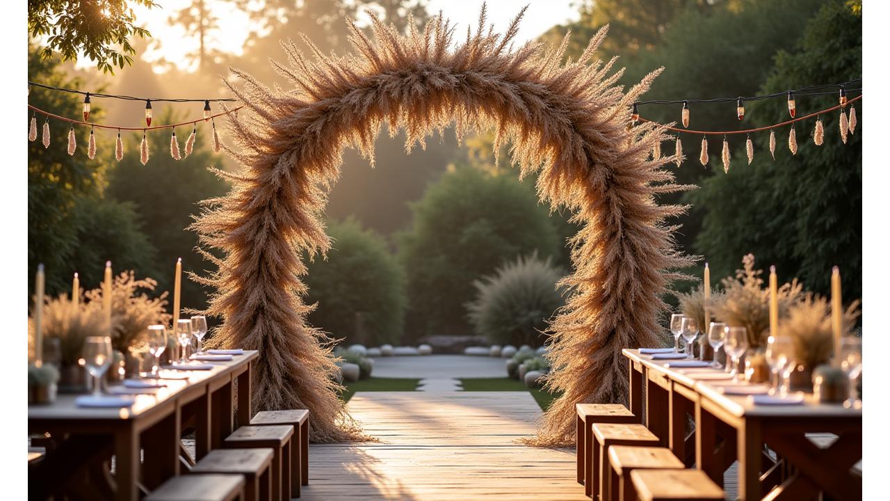 파크하얏트 야외 웨딩의 보헤미안 시크 스타일 꽃장식